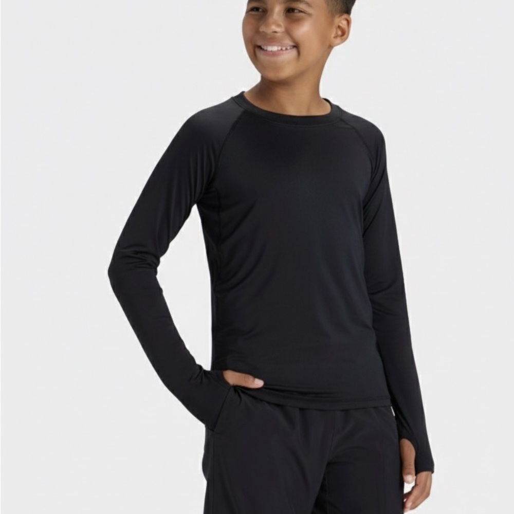 All in Motion Boys Black Athletic Long Sleeve Shirt 6/6X Thumbholes